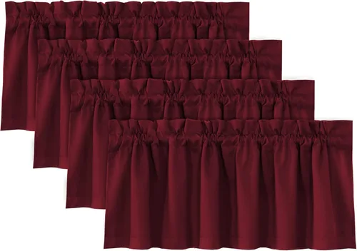 Miniatura 34 de H.VERSAILTEX Cenefas de cortina 100% opacas para ventanas, 2 paneles con aislamiento térmico, bolsillo para barra, pequeña cenefa corta para cocina