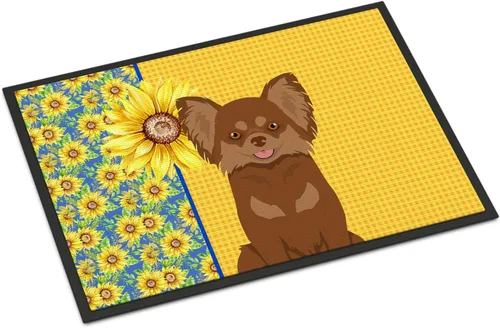Miniatura 218 de Caroline's Treasures WDK5313MAT Airedale Terrier - Tapete para puerta delantera de 18 x 27 pulgadas, diseño de girasoles de verano, para entrada