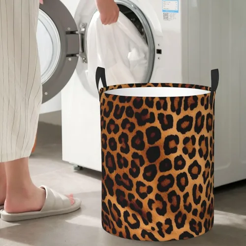 Miniatura 7 de Cool Cheetah Leopard print Circular Hamper Waterproof Storage Bin Organizer Basket Laundry Hamper With Handles For Clothes Toys Small
