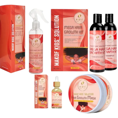 MAKOF BEAUTY MASCARILLA DE CRECIMIENTO DEL CABELLO PARA NIÑOS, Con aceite de ricino y aceite de coco, hidrata, promueve el crecimiento del cabello,