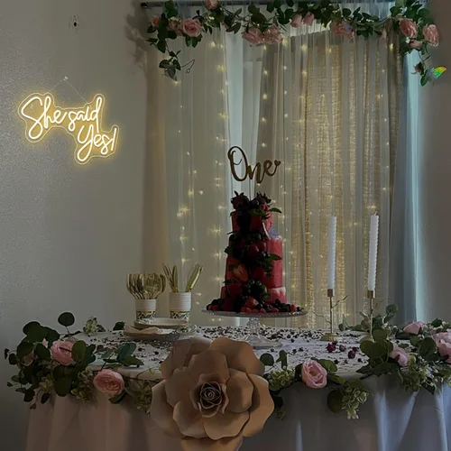 Miniatura 2 de Letrero de Neón She Said Yes LED Blanco Cálido Luces de Neón con Palabras para Decoración de Pared Decoraciones de Propuesta USB Letreros de Luz