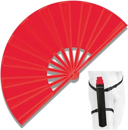 Miniatura 9 de Ventilador de Rave Plegable Grande de 13", Ventiladores de Mano Clack Plegables con Funda para Baile en Línea, Ventilador Boots On The Ground