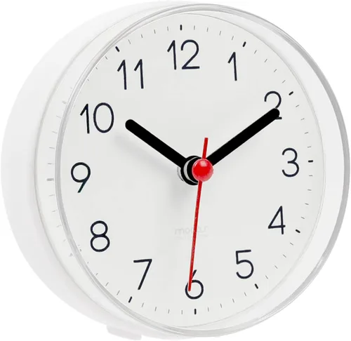 Mooas Reloj de baño silencioso impermeable de 2 vías, reloj de ducha, reloj de pared, silencioso sin tictac, funciona con pilas, reloj de pared con