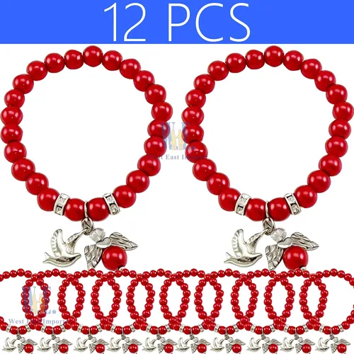 Miniatura 2 de WE Recuerdos de confirmación (12 piezas) Pulsera roja con cruz de ala de ángel, Madera