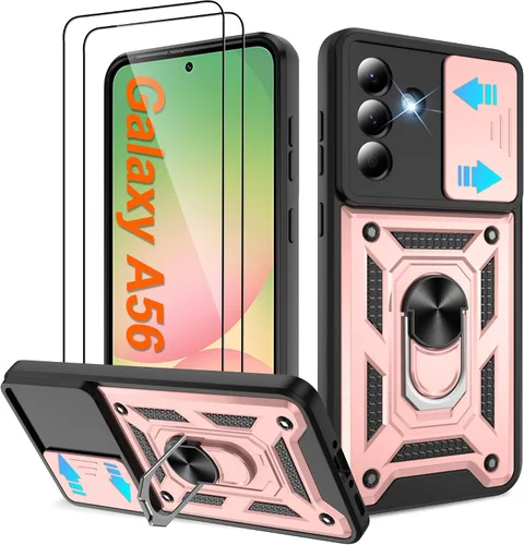 Miniatura 106 de ATUMP Funda para T-Mobile Revvl V Plus 5G con protector de pantalla HD con cubierta de cámara deslizante, soporte de anillo de rotación de 360° Negro