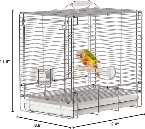 Miniatura 8 de Transportín Jaula de Viaje para Pájaros – Jaula de viaje plegable portátil de acero inoxidable 304 con recipientes de alimentación para loros