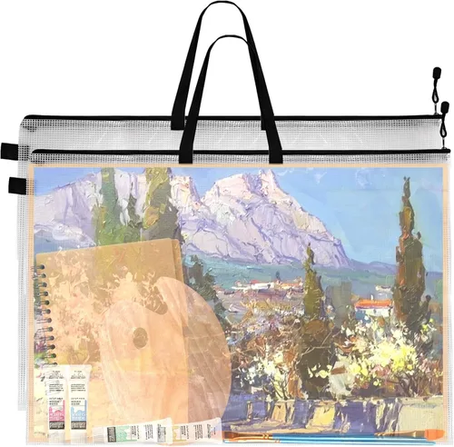 Funda de cartera de arte de 24 x 36 pulgadas, bolsa de almacenamiento para pósteres grandes, bolsa de almacenamiento con cremallera y asa, carpeta