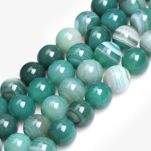 Miniatura 154 de GEM-Inside - Cuentas sueltas de ágata verde con bandas de energía natural, cuentas de energía natural para hacer joyas, 0.315 in, redondas, 15 Ágata