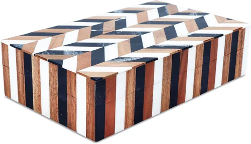 Miniatura 126 de Handicrafts Home Caja de recuerdo decorativa de 8 x 5 – Pequeña caja organizadora con tapa, almacenamiento decorativo Boho, caja de memoria retro