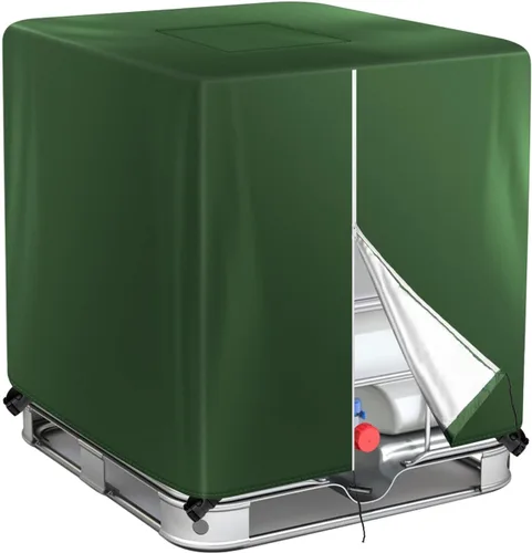 Miniatura 8 de IBC - Cubierta de 275 galones, cubierta de tanque de agua 420D, parasol negro, cubierta protectora impermeable para tanque de agua de jardín de 1000