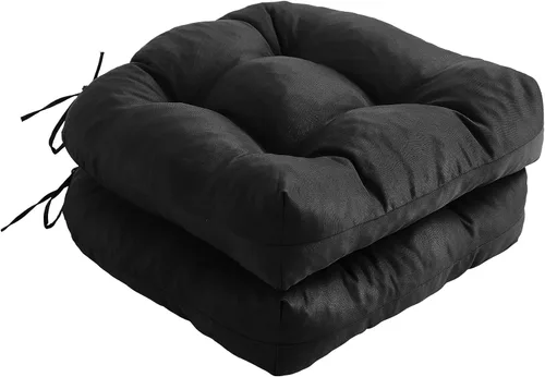 Miniatura 20 de IPYNBAP Juego de 2 cojines para sillas de exterior, cojines para sillas de patio con lazos, 17x17+4" cojines de asiento acolchados para exteriores