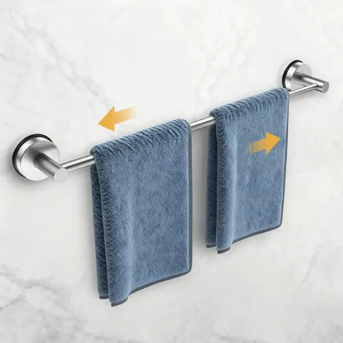 Toalleros de 14.6 a 24 pulgadas para baño, barra de toalla con ventosa ajustable para pared de baño, soporte de toalla de baño de acero inoxidable