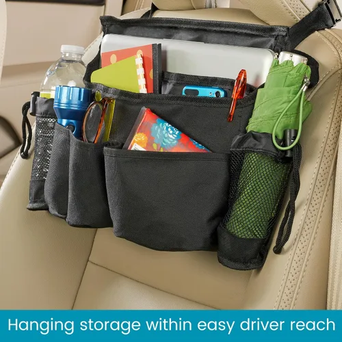 Miniatura 2 de Organizador para asientos de automóvil, de la marca High Road, pack de 2, XL, Negro