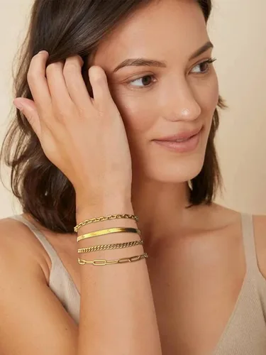 Miniatura 69 de Long tiantian Pulsera de oro gruesa para mujer, pulseras de oro delicadas, pulseras para mujer, pulseras apilables de eslabones de cadena