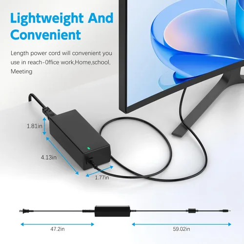 Miniatura 6 de Cable de alimentación de 19 V compatible con monitor HP de 20" 21.5" 23" 23.8" 25" 27"; 22cwa 25vx 22bw 23bw 23cw 24ea 24es 25bw 25es 25xw 27bw 27xi