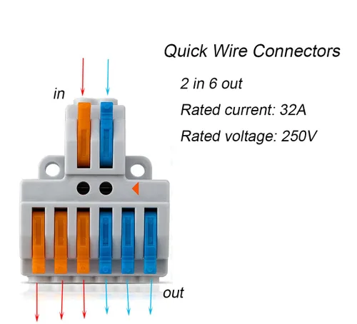 Miniatura 3 de Conectores de cable, conectores de tuercas de alambre de palanca compacta, terminales de cable de 2 en 6 salidas para conexión rápida 28-12 AWG, 5 2