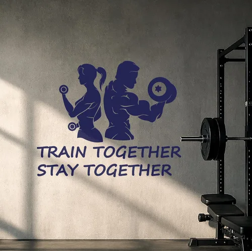 Miniatura 3 de Vinilo adhesivo para pared, gimnasio en casa, pareja, fitness, culturismo, cita deportiva, pegatinas de arte, mural, decoración grande (ig5574)
