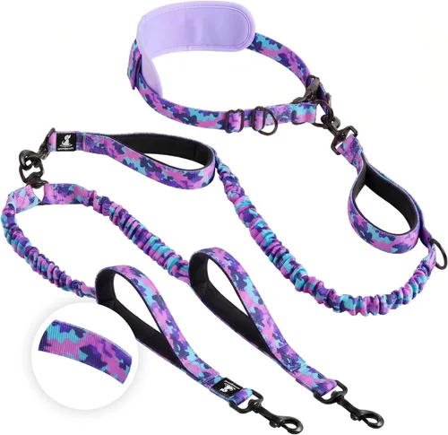 Miniatura 23 de SparklyPets Double Bungee Waist 2 Dog Leash with Back Brace – Dual Dog Leash for Medium/Large Breeds – Running Belt Fanny Pack with Phone, Waste