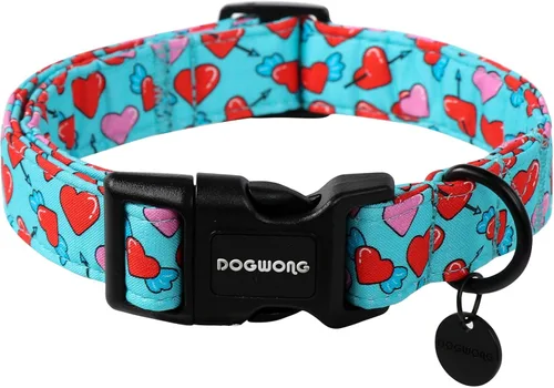 Miniatura 11 de DOGWONG Collar para perro de San Valentín, collar ajustable de algodón con corazón de caramelo azul, perfecto para perros pequeños a medianos