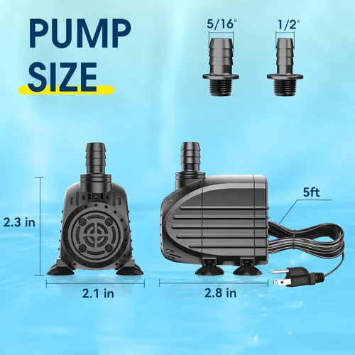 Miniatura 4 de NFESOLAR Bomba de Agua Sumergible 120GPH, Bomba Sumergible Ultra Silenciosa con Protección contra Quemado en Seco, Elevación Alta de 3 pies