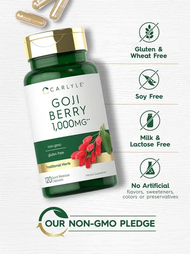 Miniatura 4 de Carlyle Goji Berry 120 cápsulas Extracto concentrado de la planta Wolfberry Sin OMG, sin gluten