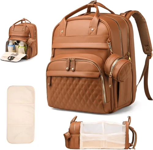 Mochila para Pañales, Bolsa de Pañales Impermeable Multifunción para Bebé, con Estación de Cambio de Pañales, Artículos Esenciales Imprescindibles