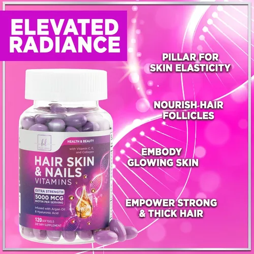 Miniatura 6 de Vitaminas para el cabello para mujeres para el crecimiento del cabello, suplemento con infusión de argán con colágeno, biotina y ácido hialurónico