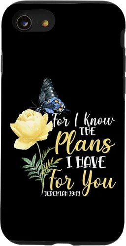 Miniatura 18 de iPhone 16 Christian Bible Verse Butterfly Rose Flower Jeremiah 29:11 Case