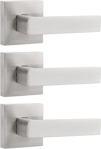 Miniatura 10 de Probrico Palancas Medias Ficticias Negro Mate, Pomos de Puerta Cuadrados que No Giran para Puertas de Mano Izquierda o Derecha, Manija de Puerta