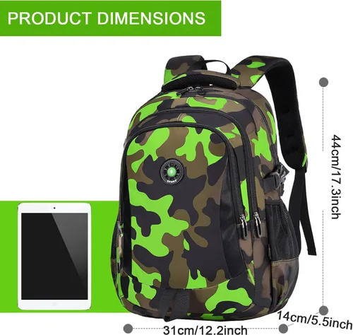 Miniatura 2 de Juego de mochila de camuflaje con bolsa de almuerzo, ligera, impermeable, mochila escolar para niños y niñas