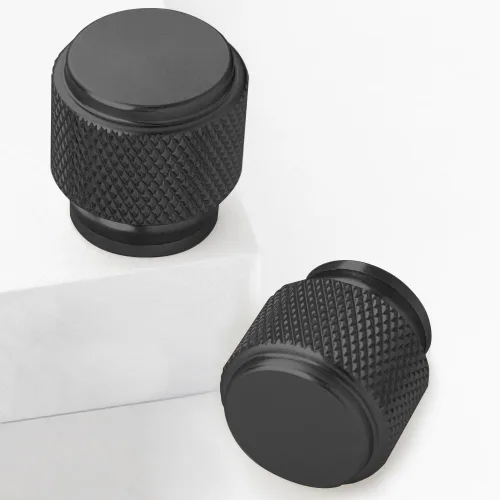 Paquete de 6 pomos de gabinete de 1 pulgada, pomos negros de aluminio para armario, pomos de cajón, pomo de gabinete