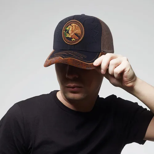 Miniatura 4 de Trendy Apparel Shop Gorra de béisbol bordada de malla de camionero 3D México Eagle