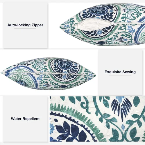 Miniatura 104 de Juego de 2 almohadas para exteriores de 16 x 16 pulgadas, repelentes al agua con interiores, para muebles de patio, hogar, jardín, geometría bohemia