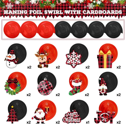 Miniatura 3 de Sumind Juego de 30 decoraciones navideñas para colgar en el techo, muñeco de nieve y alce, letrero de aluminio para colgar, decoración de interiores