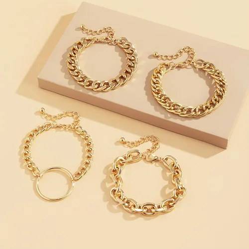 Miniatura 106 de Long tiantian Pulsera de oro gruesa para mujer, pulseras de oro delicadas, pulseras para mujer, pulseras apilables de eslabones de cadena