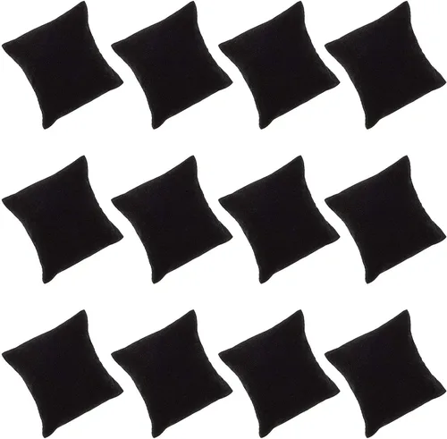 Miniatura 3 de Juvale Paquete de 12 almohadas de terciopelo para exhibición de joyas 3 x 3 pulgadas color negro
