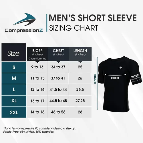 Miniatura 6 de CompressionZ playera mangas cortas, compresión muscular para correr, hacer ciclismo y ejercicios, para hombre