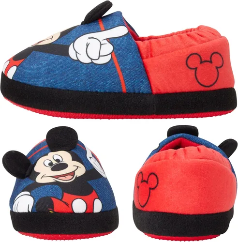 Miniatura 3 de Disney Pantuflas de Mickey Mouse para niños, acogedoras pantuflas de felpa mullidas antideslizantes, antideslizantes para niños (bebéniño pequeño)