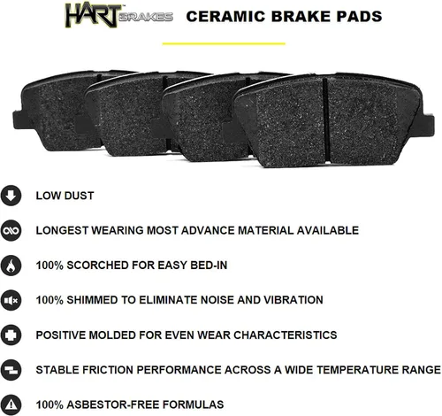 Miniatura 5 de Hart Brakes Kit de frenos y rotores traseros delanteros Pastillas de freno delanteras y traseras Rotores y pastillas de freno Pastillas