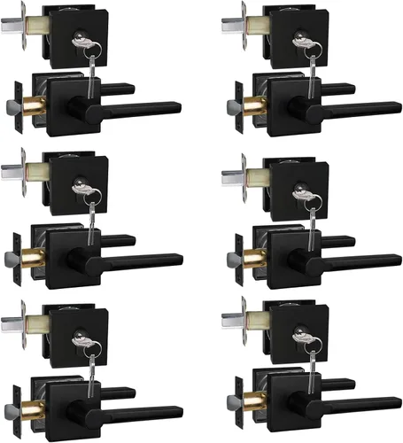Miniatura 62 de NEWBANG Palanca de puerta de cama/baño para privacidad Baño e interior Manija de cerradura de puerta en negro mate envejecido, HD1601-DB-BK-1P