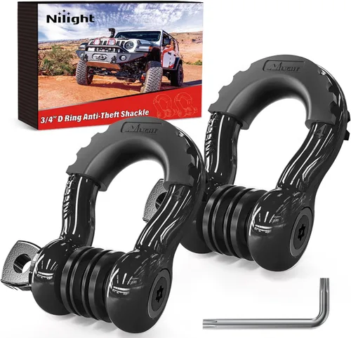 Miniatura 37 de Nilight - 2 grilletes en forma de anilla en D de 3/4 pulgadas con tornillo pasador de 7/8 pulgadas, 41 887 libras, resistentes a la rotura