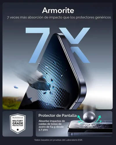 Miniatura 5 de ESR Paquete de 3 protectores de pantalla de vidrio 9H+ para iPhone 17 Pro Max, [grado militar inastillable], con tecnología antirreflectante AR