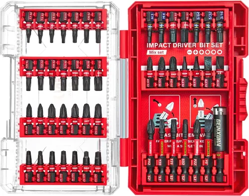 Miniatura 11 de Geinxurn Caja de almacenamiento roja de 1 pieza, caja de piezas pequeñas con divisor desmontable, caja de juego de brocas de destornillador