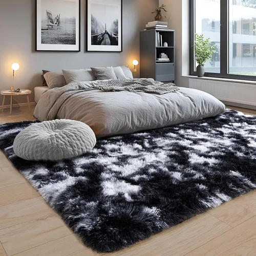 Miniatura 167 de Alfombras de área de 8x10 para sala de estar, alfombra shaggy grande ultra suave y esponjosa para dormitorio, alfombras de felpa mullida Blanco crema