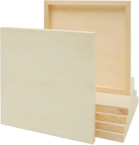 Bright Creations Cuadrados de madera para manualidades, 12 x 12 pulgadas, paquete de 6, pino sin terminar, paneles de pintura y tablas de cuna para