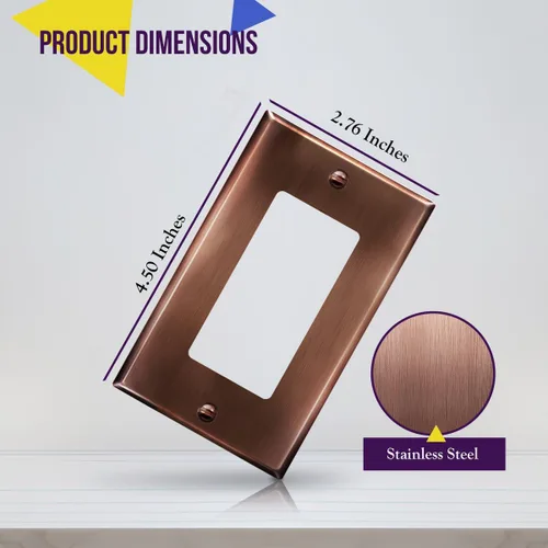 Miniatura 2 de ENERLITES Placa decorativa de pared metálica para interruptor o tomacorriente, cubierta de tomacorriente de acero inoxidable, resistente a