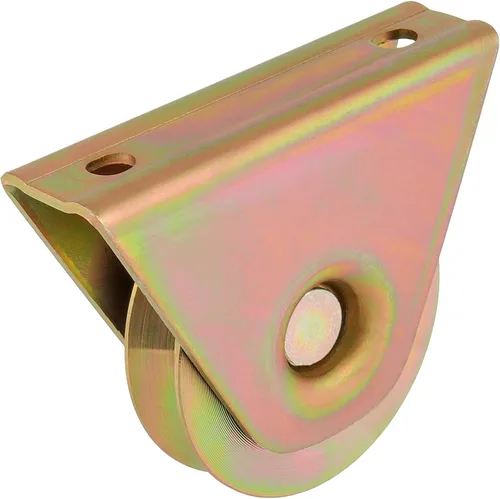 Miniatura 5 de SHEUTSAN Rodillo de puerta deslizante tipo V de 3.5 pulgadas (3.465 in), rodillos de acero con soporte, para máquinas industriales de riel de pista
