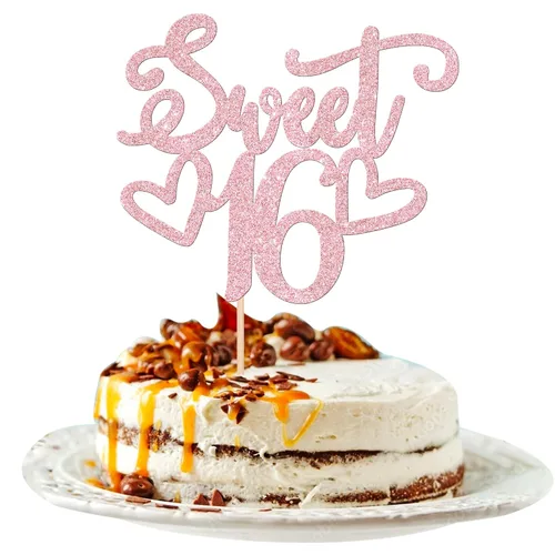 Miniatura 19 de 24 piezas de decoraciones para cupcakes de 16 cumpleaños con purpurina, ¡Hola 16! Dulces 16 desde 2008, púas para cupcakes de 16 años para celebrar