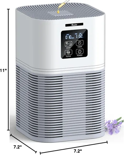 Miniatura 10 de Purificador de aire para habitación grande de hasta 350 pies cuadrados, filtro HEPA VEWIOR H13 con 6 ajustes de temporizador, aromaterapia