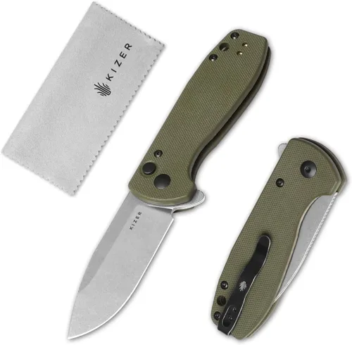 Miniatura 7 de Kizer Amicus Cuchillo de bolsillo pequeño, 2.95 pulgadas 9Cr18MoV hoja de acero, mango negro G10 plegable EDC cuchillo L3002A1